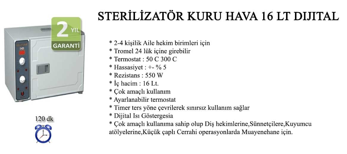 STERİLİZATÖR KURU HAVA 10 LT DIJITAL